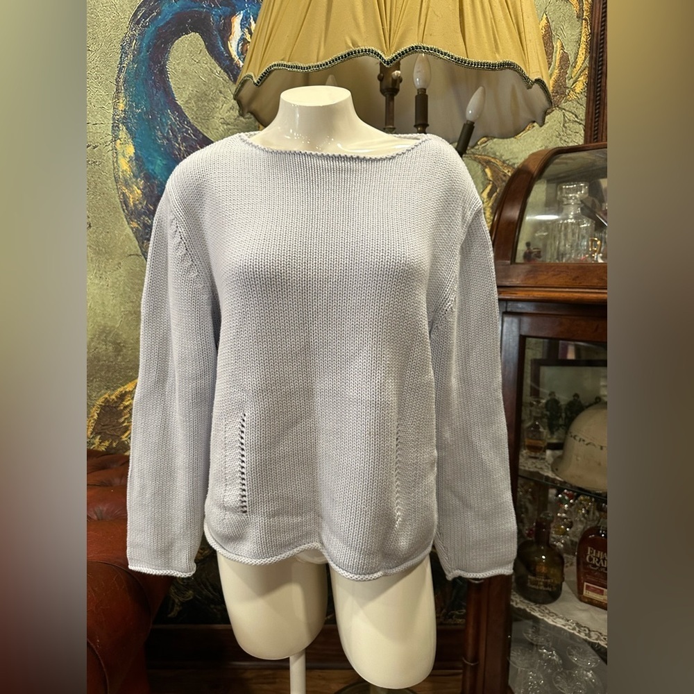 GUC JAKE* S baby blue cotton long sleeve sweater round neck